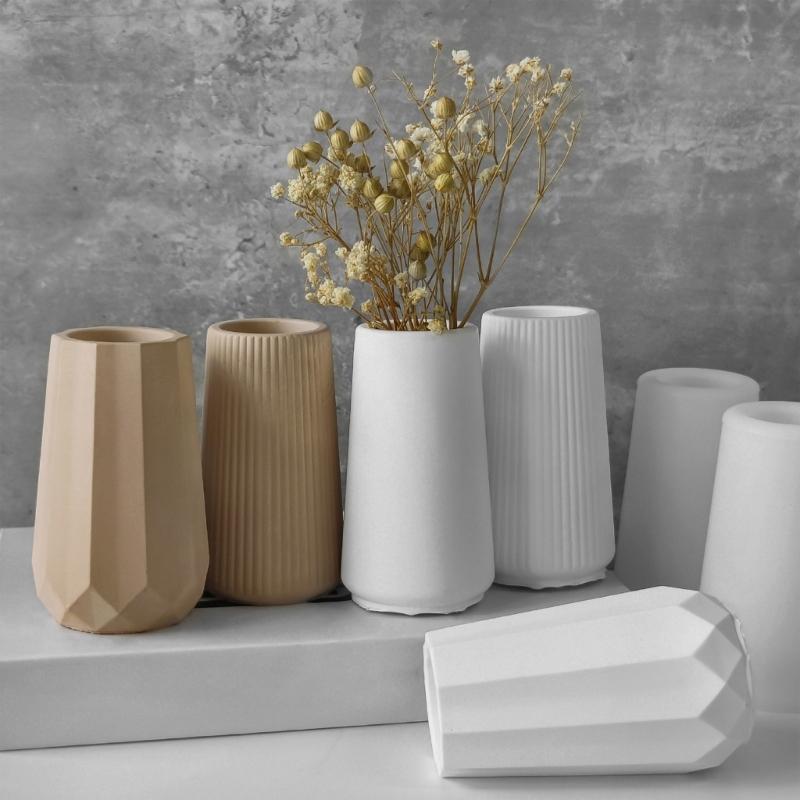Handgefertigte Gestreifte Vase Liebhaber 3 Stück Robustes Silikonform Set Heimdekoration für Elegante Blumendisplays