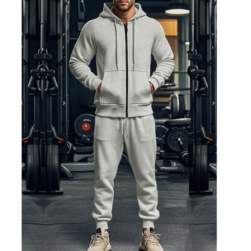 Men's Comfortable Fleece Hooded Sweatshirt Zipper Sports Suit Long Sleeved Sweatshirt Autumn and Winter Season