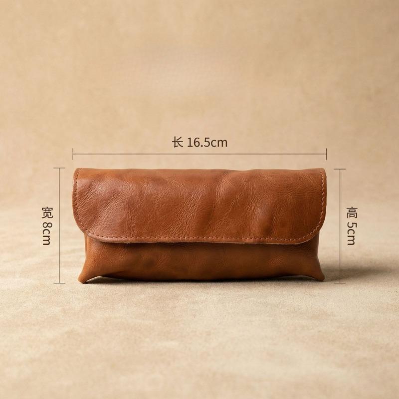 Scratch-Resistant Cow Leather Eyeglass Case,Sunglasses Protective Holder Portable Leather Pouch for Myopia Glasses & Sunglasses
