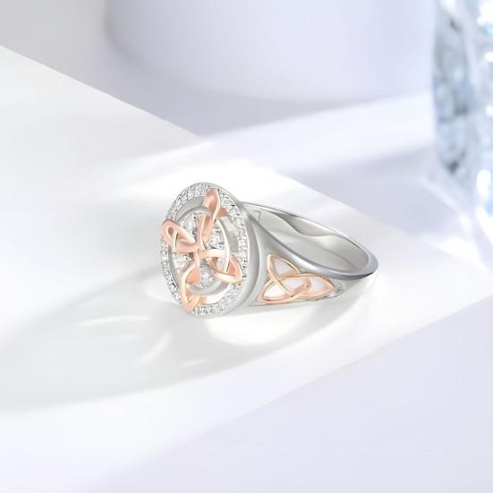 Women Finger Ring Witch Knot Design Two-tone Ring Women Spiritual Comfort Negative Energy Protective