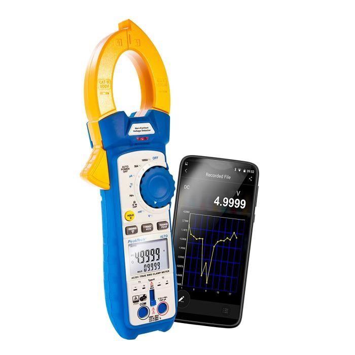 Pince ampermètrique - peaktech - 1670 - 1000a ac/dc - bluetooth 4.0 - éclairage led