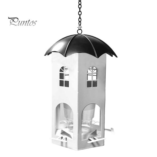 Metal Bird Feeder Squirrel-Proof House Design Bird Feeder Easy To Refill Hanging Feeder with Perch for Outdoor Backyard Garden Decor