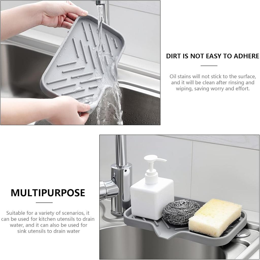 Kitchen Sink Organizer: Silicone Faucet Mat For Soap Dispenser, Waterproof Countertop Storage Tray, Sink Splash Guard Pad