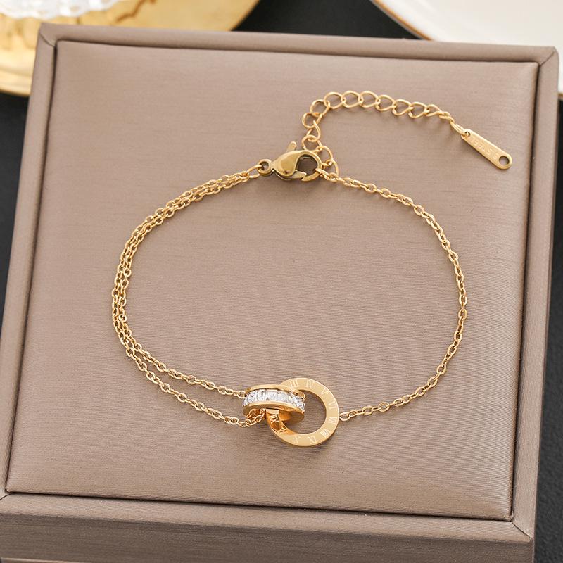 Meichen 18k Gold Non-Fading Titanium Steel Women's Fashion Bracelets - Simple, Versatile, Trendy European and American Style.