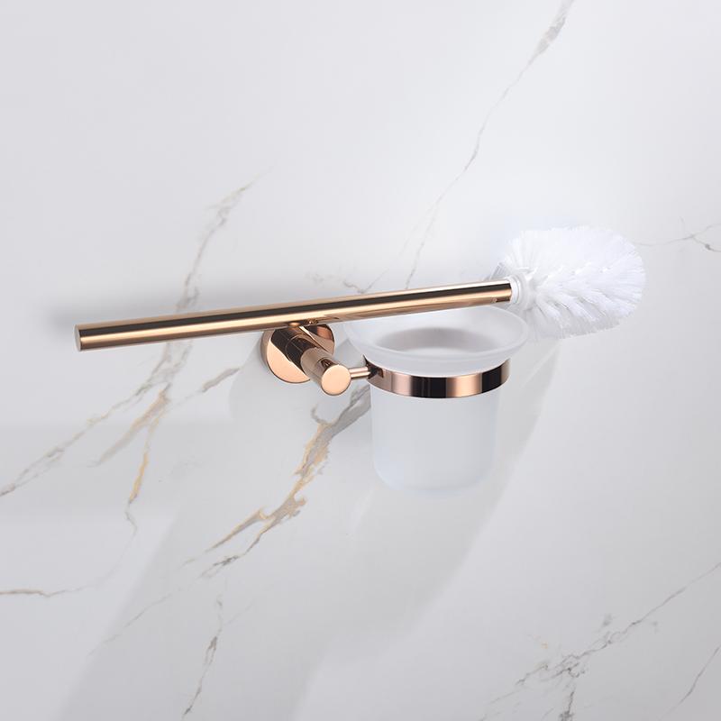 Set de accesorii de baie din aur roz Suport pentru hârtie igienică, montat pe perete, din oțel inoxidabil de înaltă calitate.