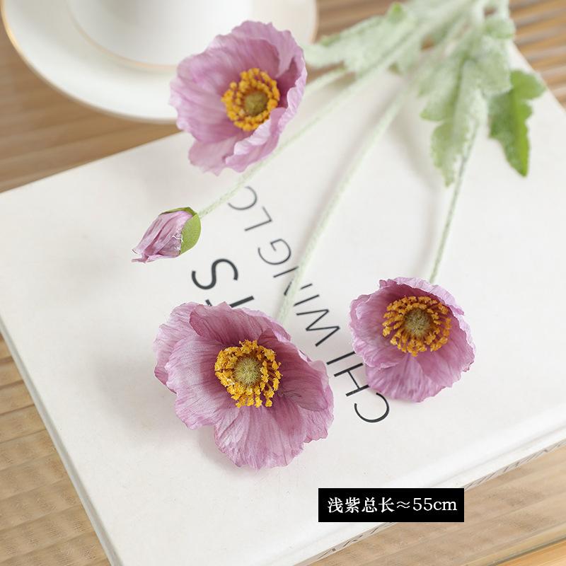 Vintage 4-head poppy poppy office ornament fake flower wedding props