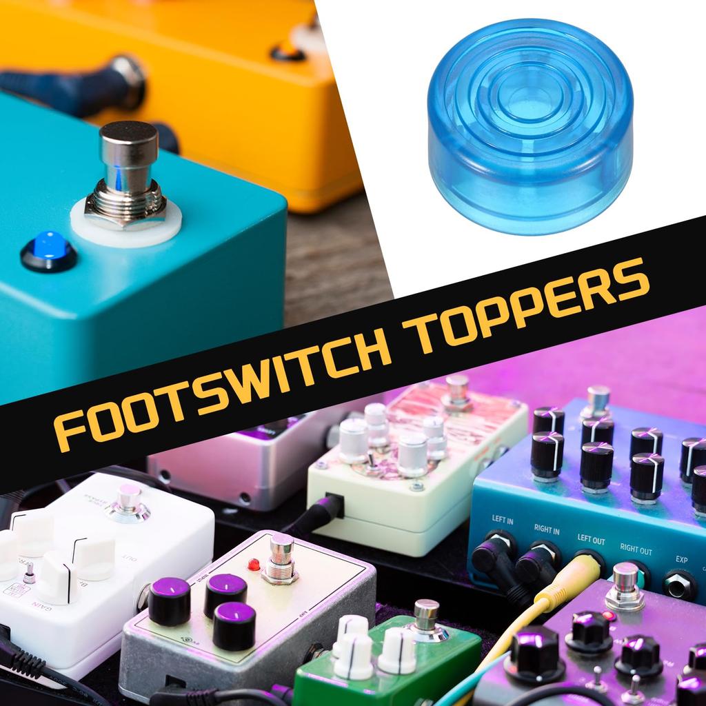 uxcell 10pcs Foot Switch Toppers Guitar Pedal Button Caps Plastic Foot Switch Top Covers Inch for Guitar Effect Pedal Buttons Blue 3/8