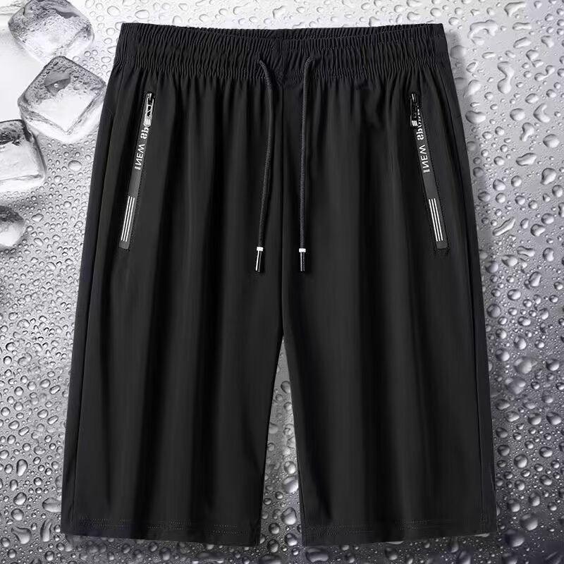 Men's Summer Ice Silk Quick-Dry Elastic Shorts - Lightweight, Breathable Sportswear for Youth.