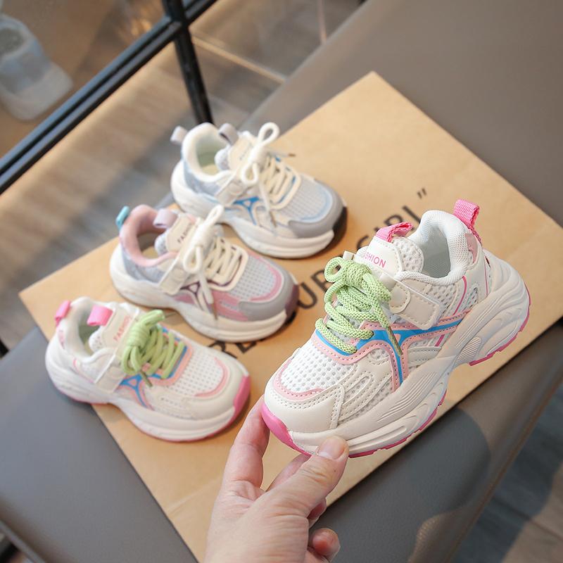 Students Running Shoes Air Mesh Breathable Kids Sports Shoes Non-slip Soft Sole 2025 Spring Autumn Children Sneakers Hook&loop