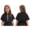 Girls Elegant Shawl Wrap - Exquisite Brooch Mock Collar Open Front Bolero for Party Dresses