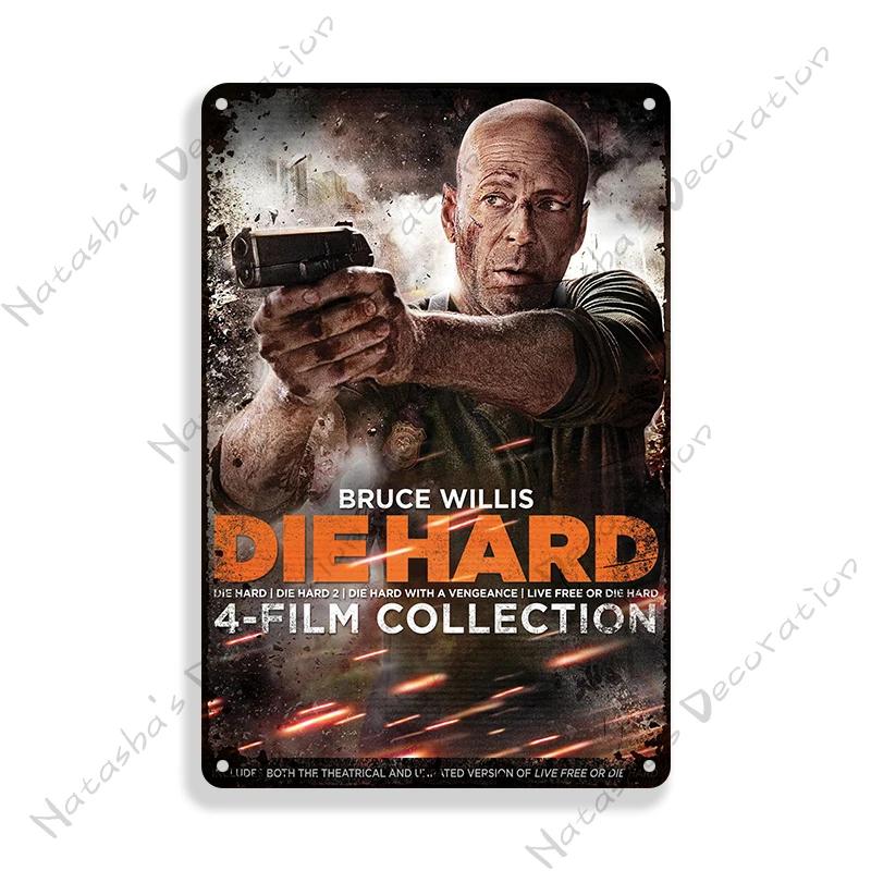 American Movie Die Hard Metal Signs Retro Metal Tin Sign Garage Man Cave Wall Decor Retro Metal Signs Vintage Industrial Decor