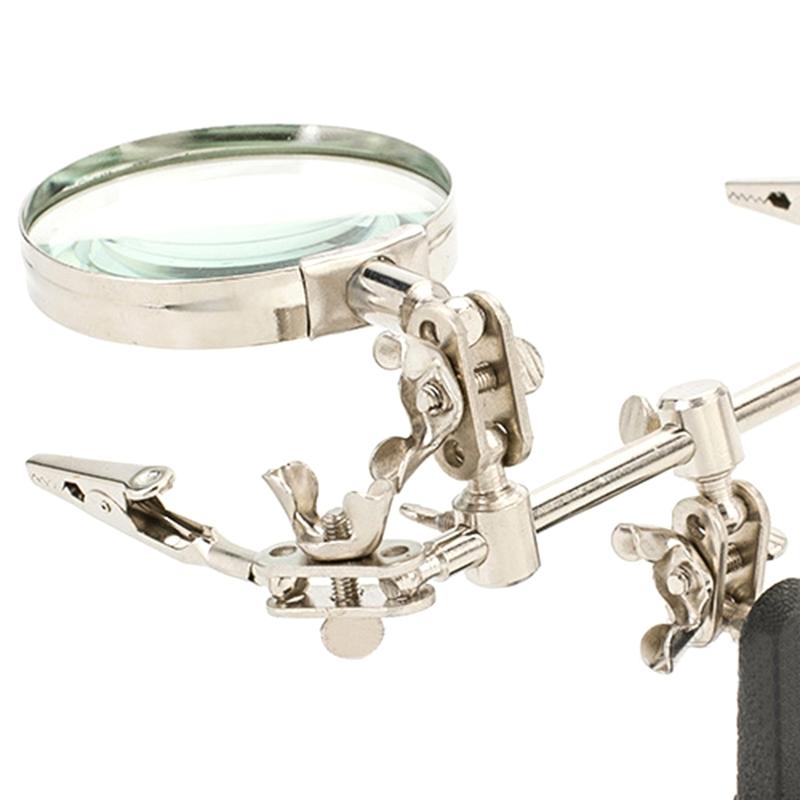 Adjustable Helping Hand Magnifier Magnifying Glass Jewelry Clamp Holder Stand 360 Degree Rotatable Lens with 2 Alligator