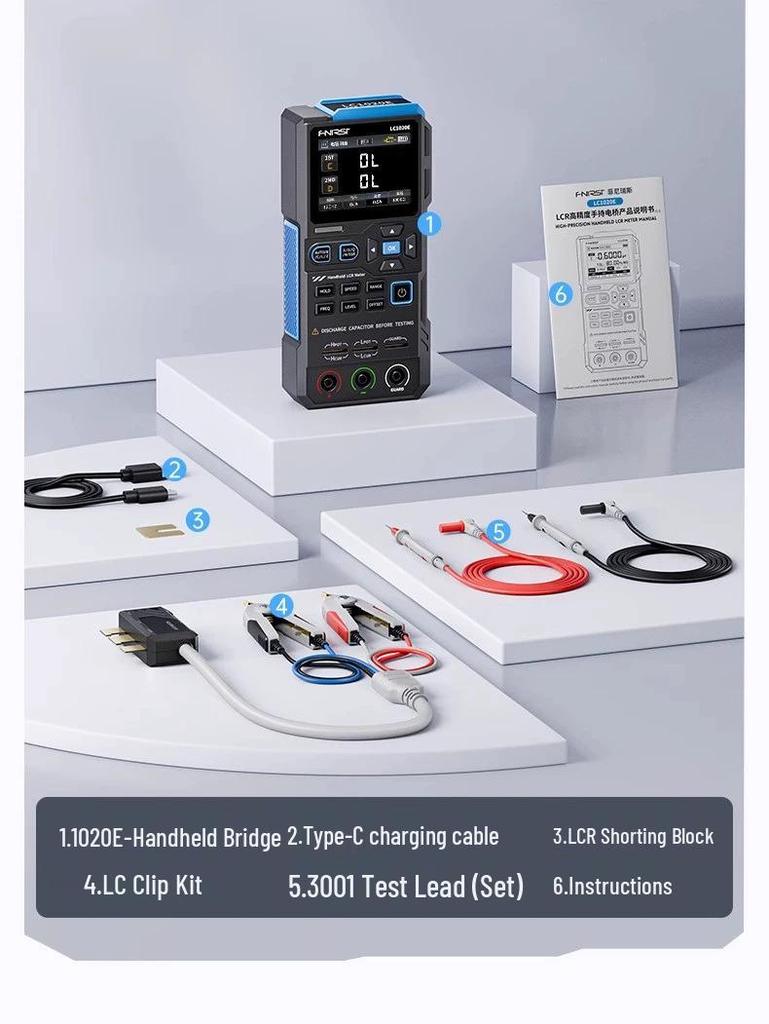 Tester LCR Digital Portabil FNIRSI LC1020E pentru Rezistență, Inductanță și Capacitate Multimetru SMD
