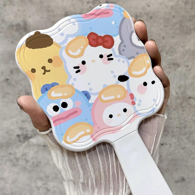 Takoyaki Sanrio Extracted Makeup Mirror Hello Kitty My Melody Handheld Mirror Comb For Women Portable Girls Gift Massage Styling