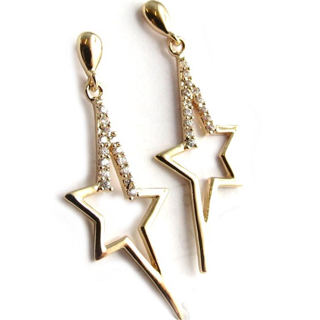 Les Trésors De Lily [K9515] - Gold Plated Earrings 'Stars' White Gold - 35x12 Mm