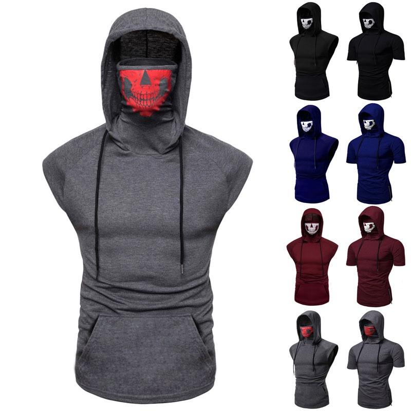 Men Skull Hooded Hoodies T-shirt Tank Tops Vest With Soft Material And Cosplay Style