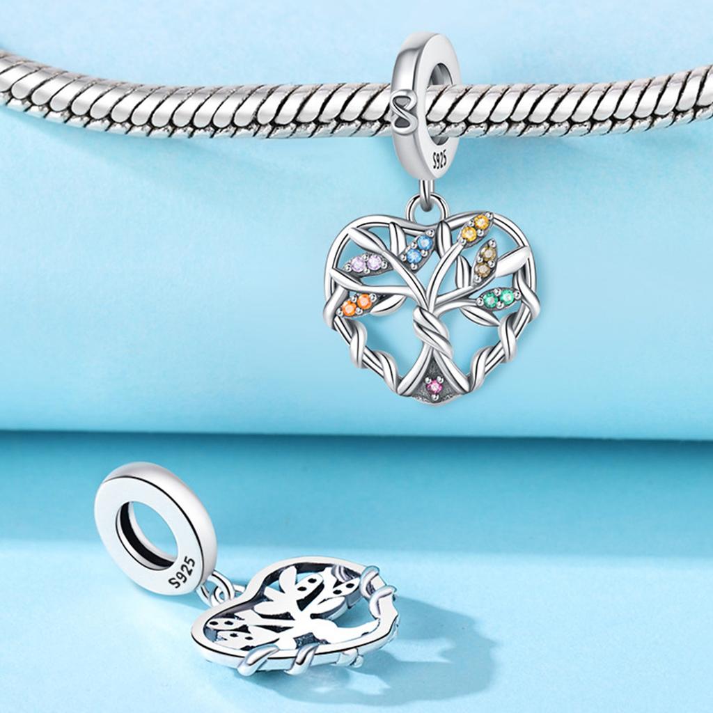 Authentic Copper Charm Bead Charms Luxury Colorful Family Tree Pendant Bead Charms Compatible With Bracelets Diy Women Making Delicate Gift