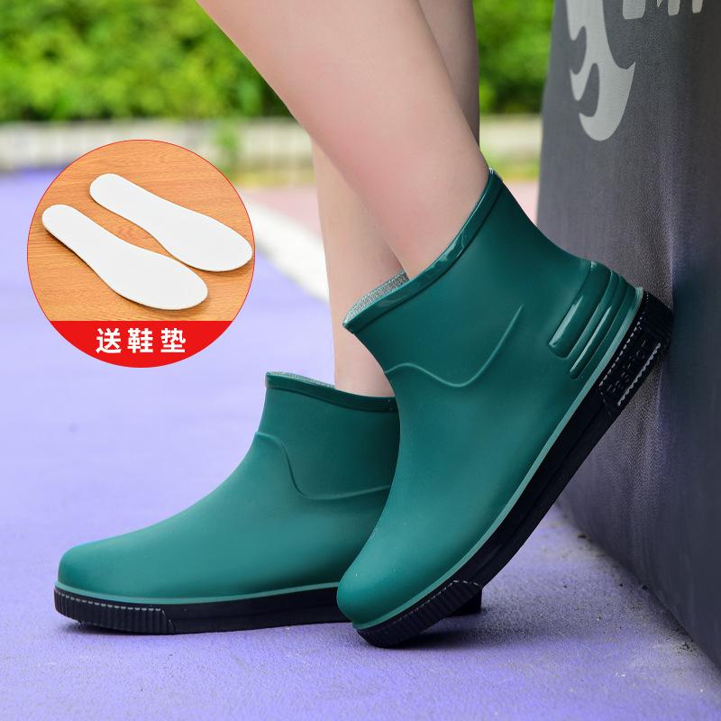 

Модная женская дождевая обувь короткий голенище верхняя одежда водная обувь теплая нескользящая дождевые сапоги водонепроницаемые сапоги кухня автомойка работа резиновая обувь 41 темно-зеленого