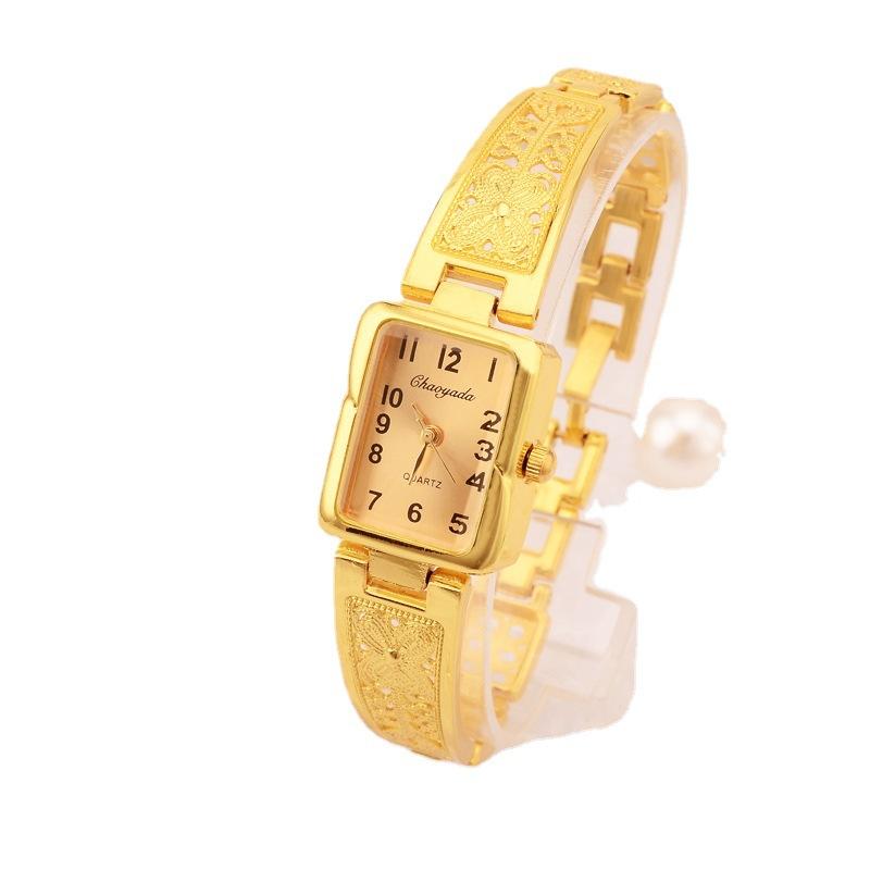 Women's Bracelet Watch Light Luxury Trendy Printed Royal Roman Style Gold Square Ladies Fashion Quartz Watches  Accessories