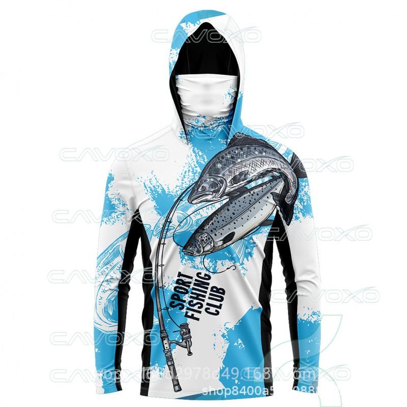 Quick-Dry Fishing Shirt With Hood Face Cover Bamboo Fiber Long Sleeve UV Protection Top Fly Outdoor Angling