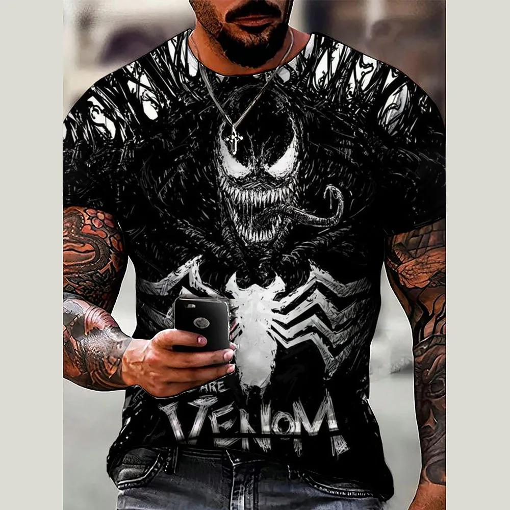 Летняя мужская футболка Marvel Venom с 3D-печатью мужская одежда повседневная футболка модный трендовый крутой мужской стритвир топ 2XL