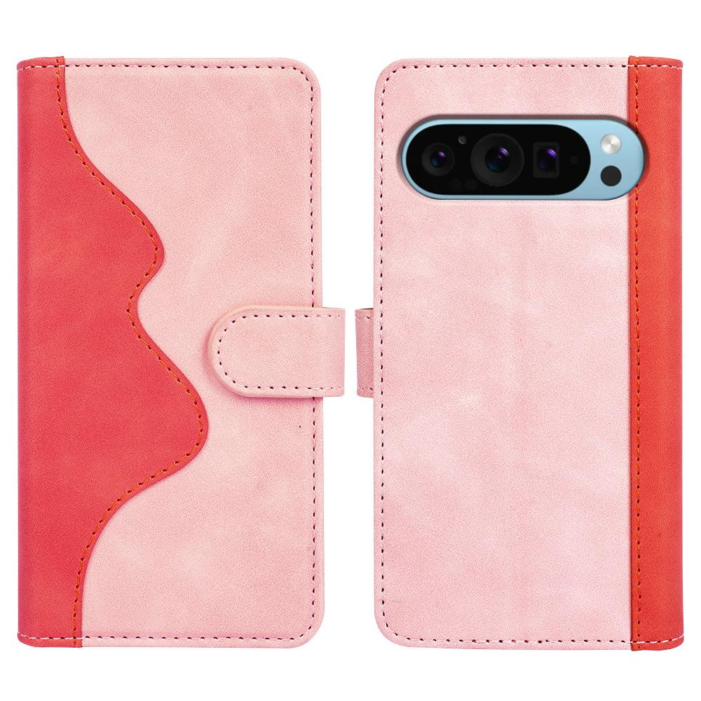 For Google Pixel 9/Pixel 9 Pro Case PU Leather Wallet Color Splicing Drop-Proof Cell Phone Cover