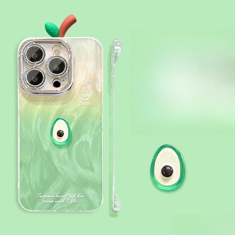 Peach Doll Stand Applicable To Apple 16promax Mobile Case Huawei Oppo Xiaomi Vivo Feather Yarn Borderless