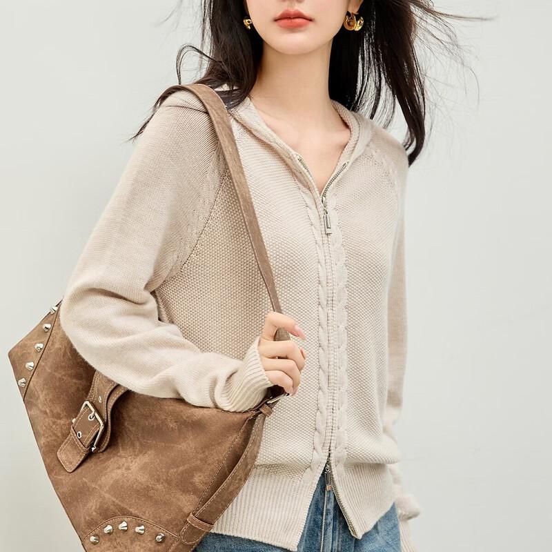 La Chapelle Women's Casual Zipper Cardigan