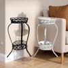 [J] 1Pcs 1:12 Dollhouse Mini Iron Double Layer Flower Stand Round Storage Rack Simulation Miniature Model Doll House Accessories