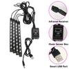 Car RGB Ambient Light LED Auto Foot Strips with Cigarette Automotive Interior Lights Strip Decoration Bar Control