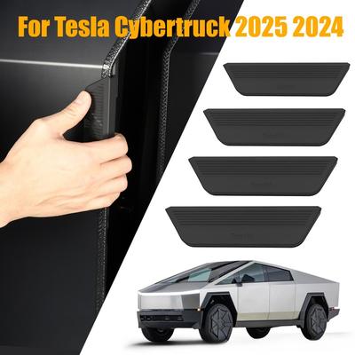 4pcs Fingerprint-Resistant Door Handle For 2025 2024 Tesla Cybertruck Silicone Car Door Handle Cover Modification Accessories