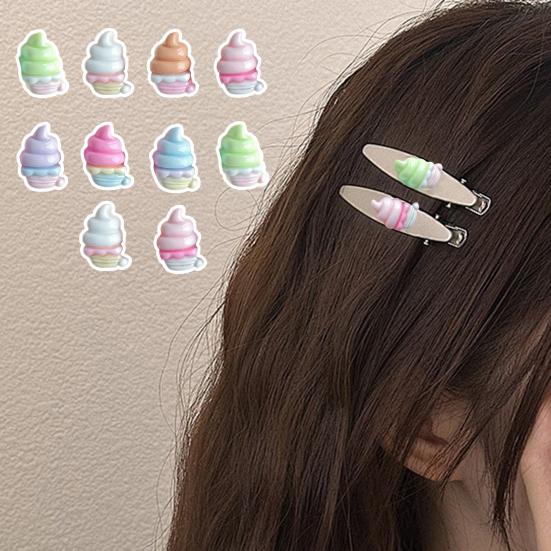 10Pcs Mini Colorful Ice Cream Charm Simulated Ice Cone Figurine DIY Handmade Jewelry Hair Clip Backpack Bag Decoration Accessories