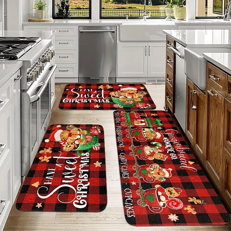 1Pcs Anti Fatigue Kitchen Rugs Christmas Cheer Waterproof Non-Slip Thick Cushioned Kitchen Mat Heavy Duty Comfort Standing Mat for Kitchen