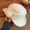 Chapeau Haut de Forme Noir Style Hepburn Français, Chapeau Pêcheur Haut de Gamme Automne Hiver, Petit Visage, Chapeau Bob Tricoté Chaud