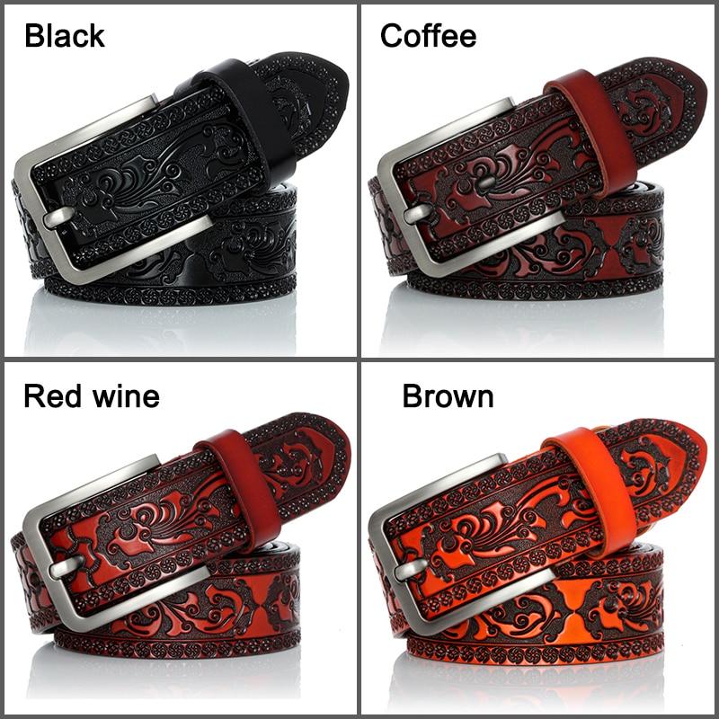 Genuine Leather Belts for Men Designer Belt Male Print Vintage Pin Buckle Luxury Strap New Fashion High Quality