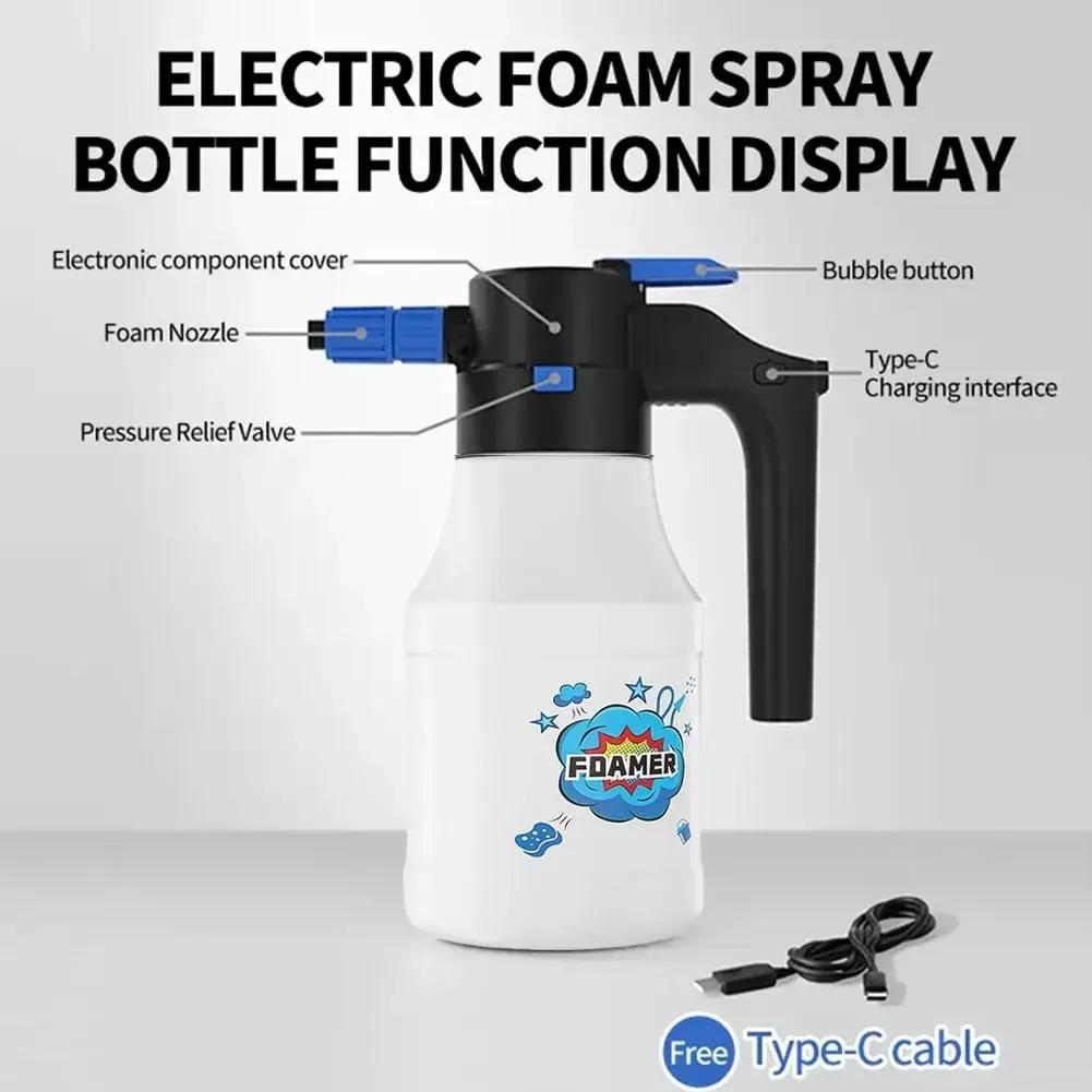 ISGTDRM Handheld Electric High-Pressure Foam Spray Car Wash Foam Generator Lithium Battery Foam Gun 1 Hour Durable Foam Cleaning