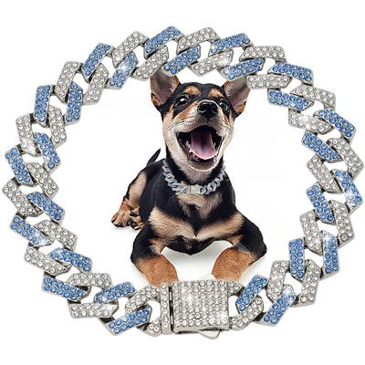 Diamant Hundekette Halsband Kubanische Goldketten für Hunde und Katzen 15MM Bling Schmuck Luxus Halskette