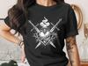 Sacred Heart T-Shirt, Gothic Flaming Heart Tattoo Style Tee, Edgy Alt Spiritual Cross Swords Grunge Graphic Shirt for Him Her