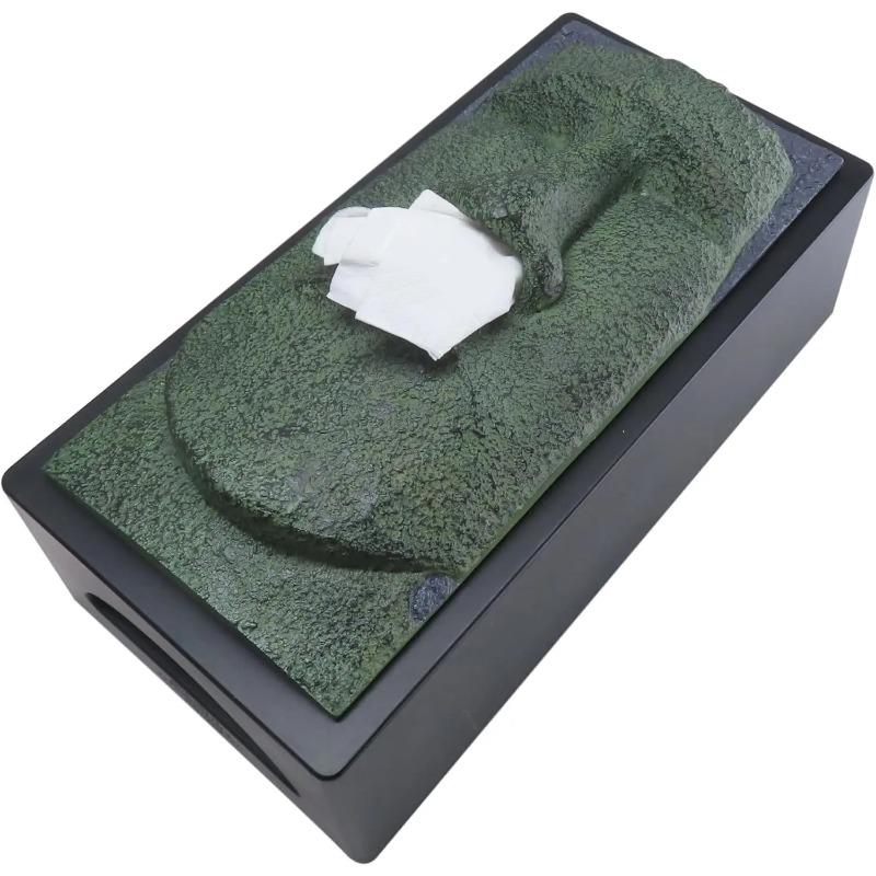 Decorative Resin Tissue Box Holder for Home Bathroom Countertops; Square Night Stand Facial Tissue Case Facial Paper