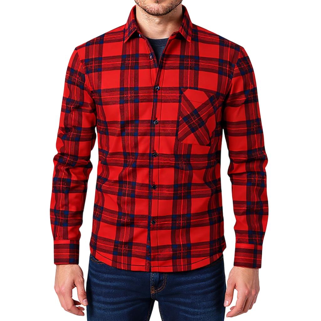 Men's Flannel Button-Up Jacket | Plaid, Fleece Lined, Chest Pockets ,Warm , Casual & Stylish | For Daily, Work & Weekend