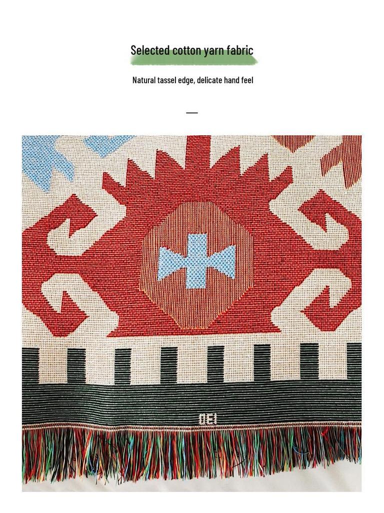 Bohemian Cotton Jacquard Throw Blanket and Bed Runner for Home or Hotel.