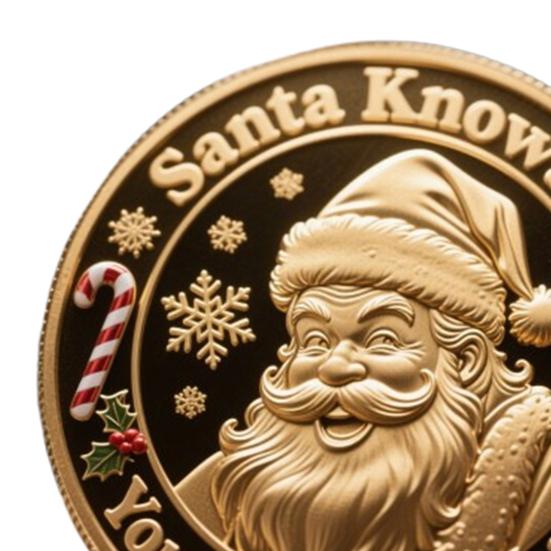 You Ain't Getting Shit Coin Funny Santa Claus Middle Finger Coin Novelty Metal Christmas Commemorative Challenge Coin Gag Gift for Friends