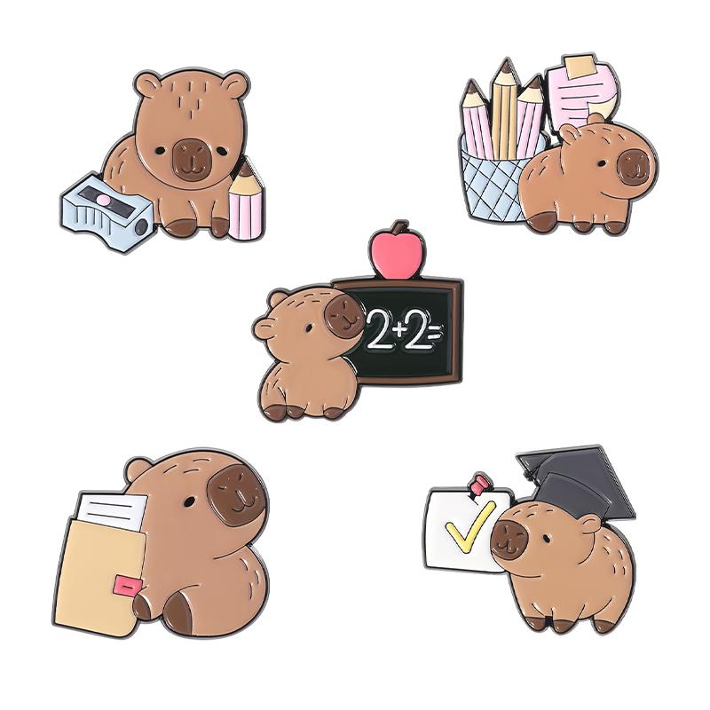 3-6 Stk./Set Tier-Serie Emaille-Anstecknadeln Capybara Frosch Cowboy Ente Killer-Huhn Broschen Reversabzeichen Schmuck Geschenk für Freunde