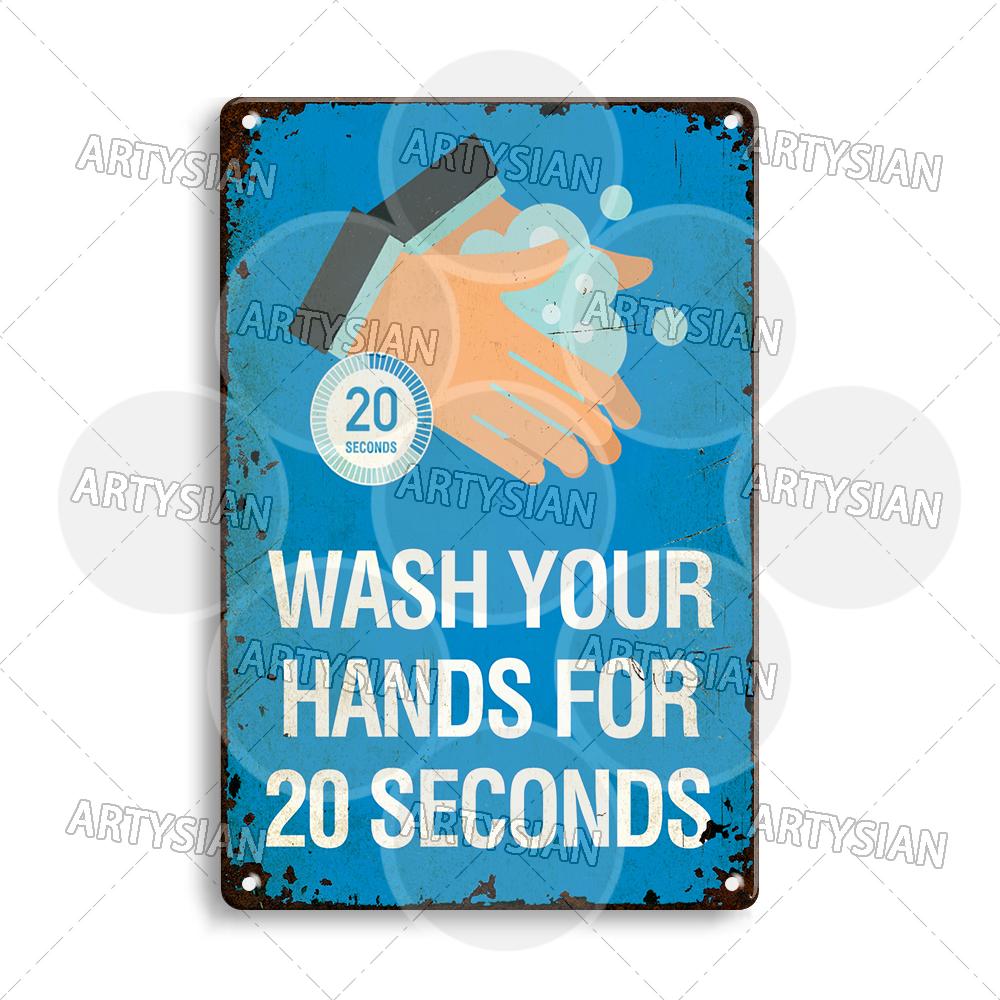 Hygiene Metal Sign No Shoes No Food Drink Restaurant Office School Public Space Plaque Wash Your Hand Sanitizer Keep Clean Sign