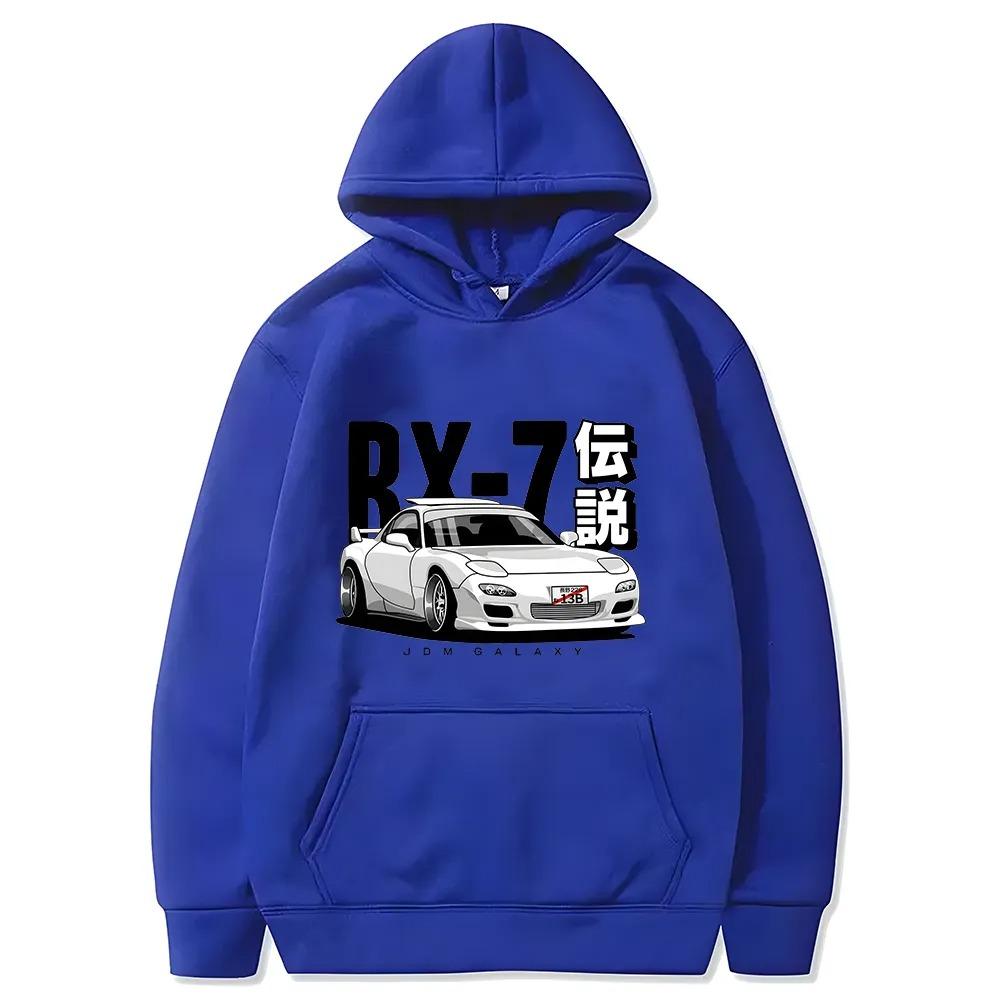 Initial D JDM Hoodie Vintage RX7 FD Drift Japanese Cars Printed Sweatshirt Harajuku Tracksuit Loose Men Streetwear Pullover Tops