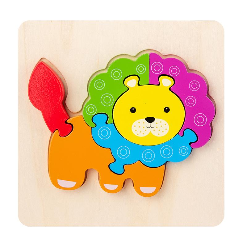 Can Be Used As Children'S Wooden 3D Cartoon Animal Traffic Three-Dimensional Puzzle Baby Montessori Educational Early Education Toy