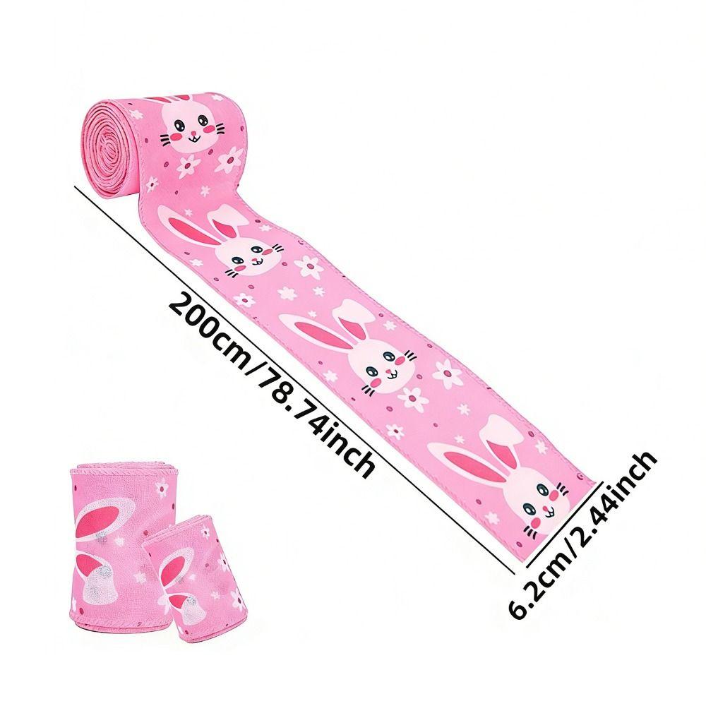 Vibrant Colors Easter Ribbon Cartoon Rabbit Print Bunny Egg Carrot Print Grosgrain Ribbon Iron Wire Edge Easter Egg Print