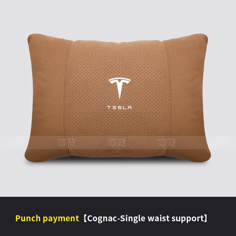 CQPKJ1 Tesla Model 3 Model Y Model S Model X Suede Car Headrest Neck Support Seat Lumbar cushion Breathable Soft Neck Pillow Waist pad