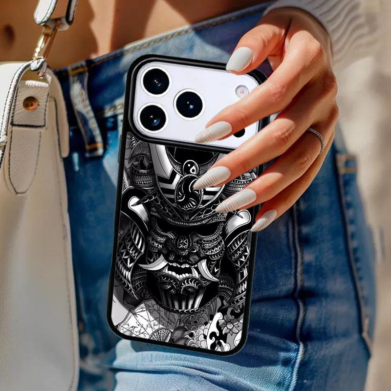 Samurai Mask Helmet soft Phone Case For iPhone 17 Air 14 15 13 12 Max Cover For Apple 16e 11 Pro Max Plus Coque
