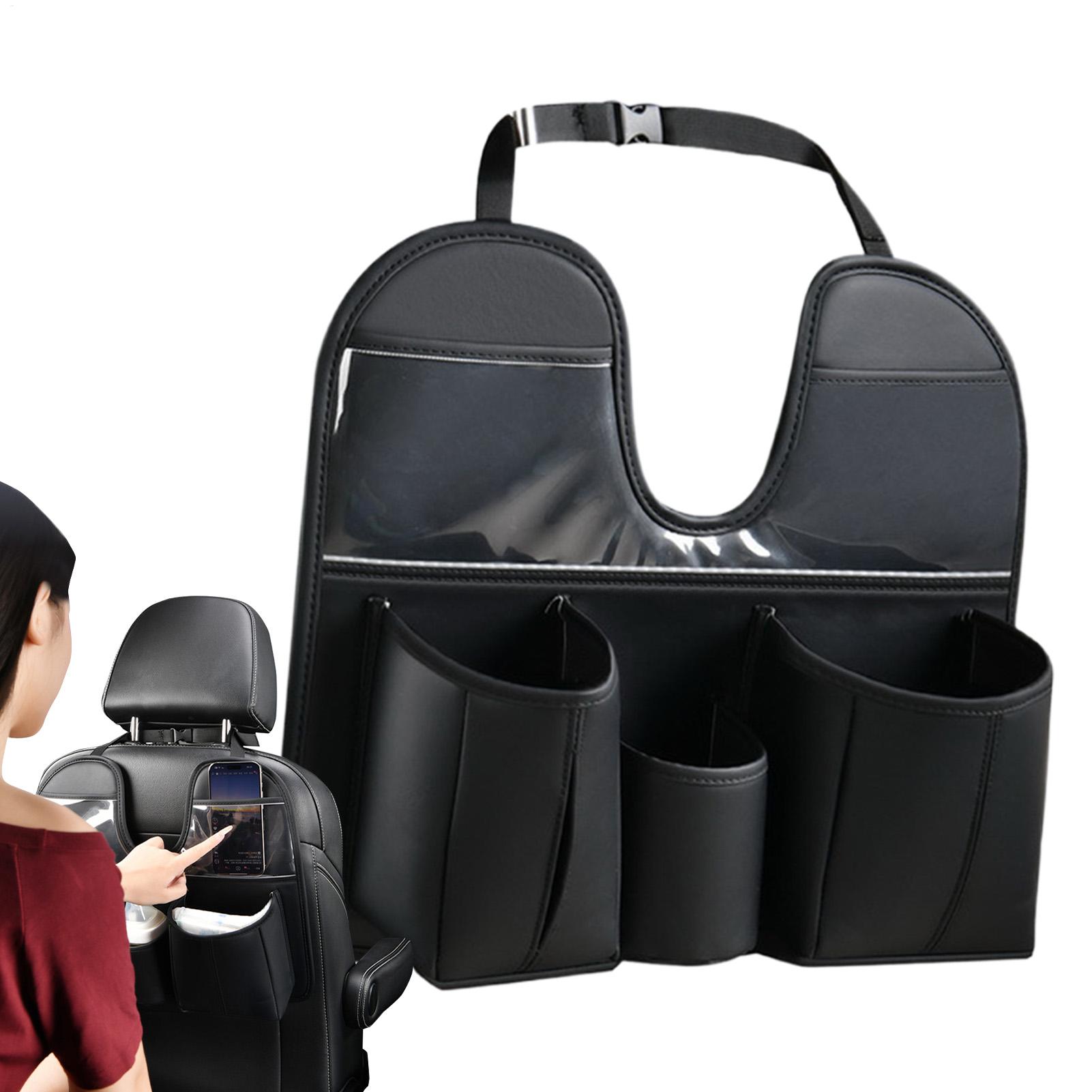 Car Seat Back Storage Bag Leather Car Seat Organizer With Tablet Cup Holder Multifunctional Hanging Seat Back Organizer CHINA